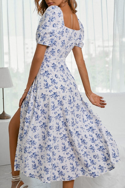 CLARA - Square-Neck Drawstring Floral Dress