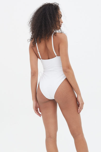 ELODIE - Ruched Side Multiway Swimsuit - White